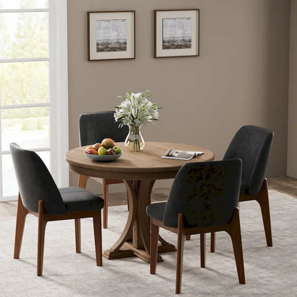 set of 2 upholstered side chairs with wooden legs, suitable for kitchen, dining room and office