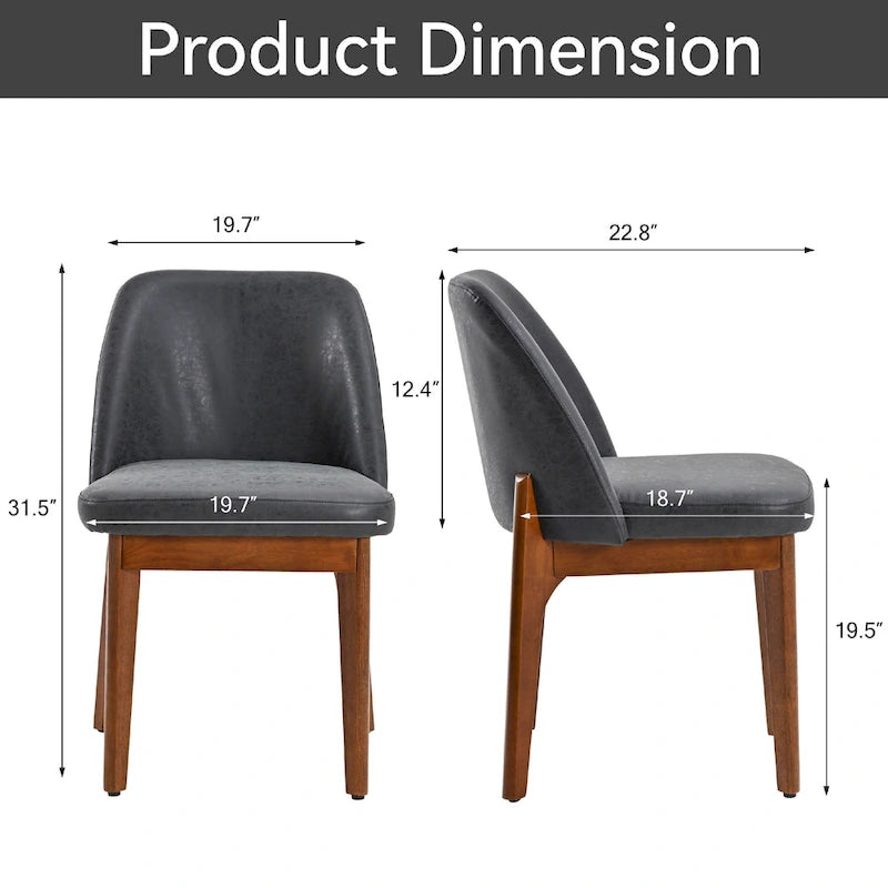set of 2 upholstered side chairs with wooden legs, suitable for kitchen, dining room and office
