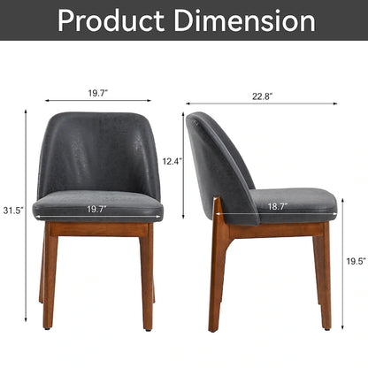 set of 2 upholstered side chairs with wooden legs, suitable for kitchen, dining room and office