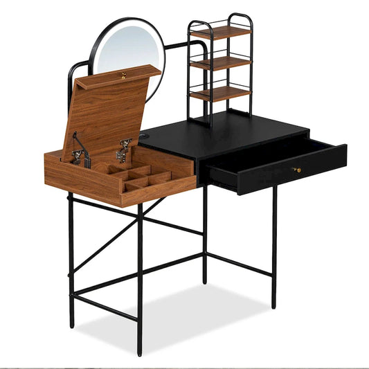 Modern Makeup Vanity with Mirror, Wireless Charging Station