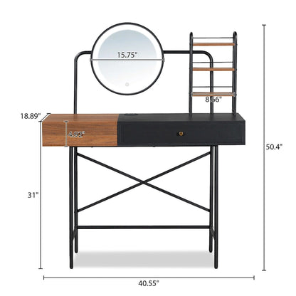 Modern Makeup Vanity with Mirror, Wireless Charging Station