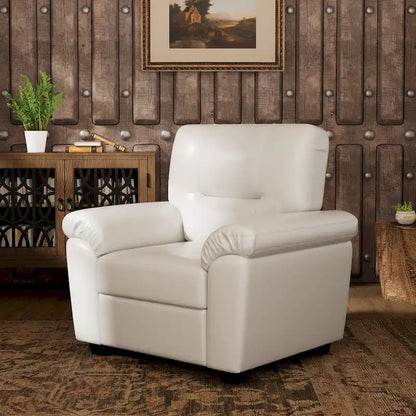 Upholstered Living Room Set, 4 Pieces - Faux Leather Chair, Loveseat, sofa with Ottoman
