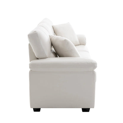 Upholstered Living Room Set, 4 Pieces - Faux Leather Chair, Loveseat, sofa with Ottoman