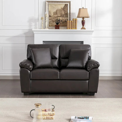 Upholstered Living Room Set, 4 Pieces - Faux Leather Chair, Loveseat, sofa with Ottoman