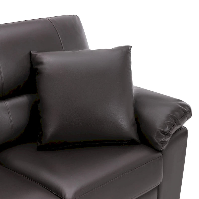 Upholstered Living Room Set, 4 Pieces - Faux Leather Chair, Loveseat, sofa with Ottoman