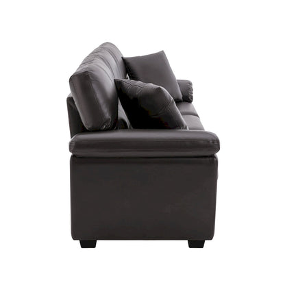 Upholstered Living Room Set, 4 Pieces - Faux Leather Chair, Loveseat, sofa with Ottoman