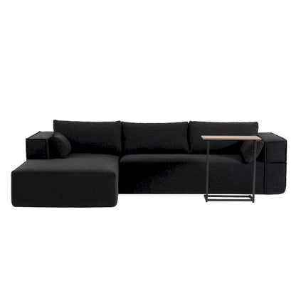 L-Shaped Modular Sectional Sofa with Side Table, Chaise, Wide Seat