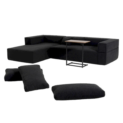 L-Shaped Modular Sectional Sofa with Side Table, Chaise, Wide Seat