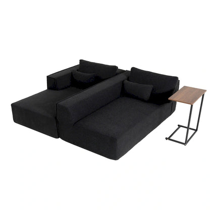 L-Shaped Modular Sectional Sofa with Side Table, Chaise, Wide Seat