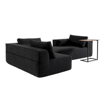 L-Shaped Modular Sectional Sofa with Side Table, Chaise, Wide Seat