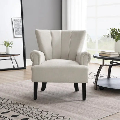 Grey Modern 29 Upholstered Arm Chair with High-Density Foam and Channel Back