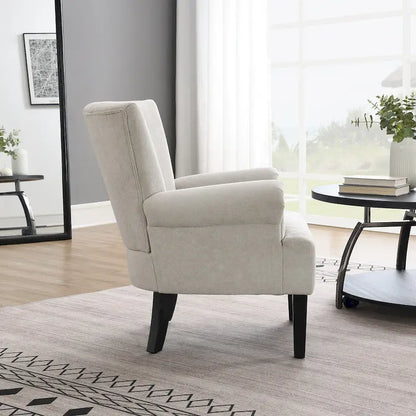Grey Modern 29 Upholstered Arm Chair with High-Density Foam and Channel Back