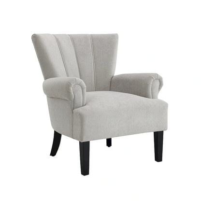 Grey Modern 29 Upholstered Arm Chair with High-Density Foam and Channel Back