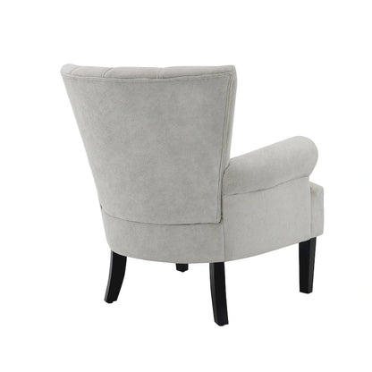 Grey Modern 29 Upholstered Arm Chair with High-Density Foam and Channel Back