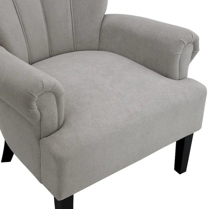 Grey Modern 29 Upholstered Arm Chair with High-Density Foam and Channel Back