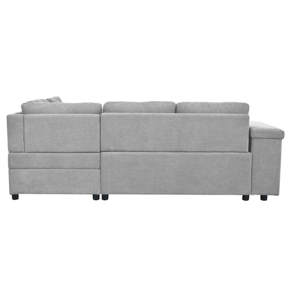 91.5 L-Shaped 4-Seat Sleeper Sofa with Pull-Out Bed and Storage
