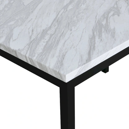 5-Piece Dining Table Set with Rectangular Faux Marble Top and 4 Faux Leather Upholstered Chairs