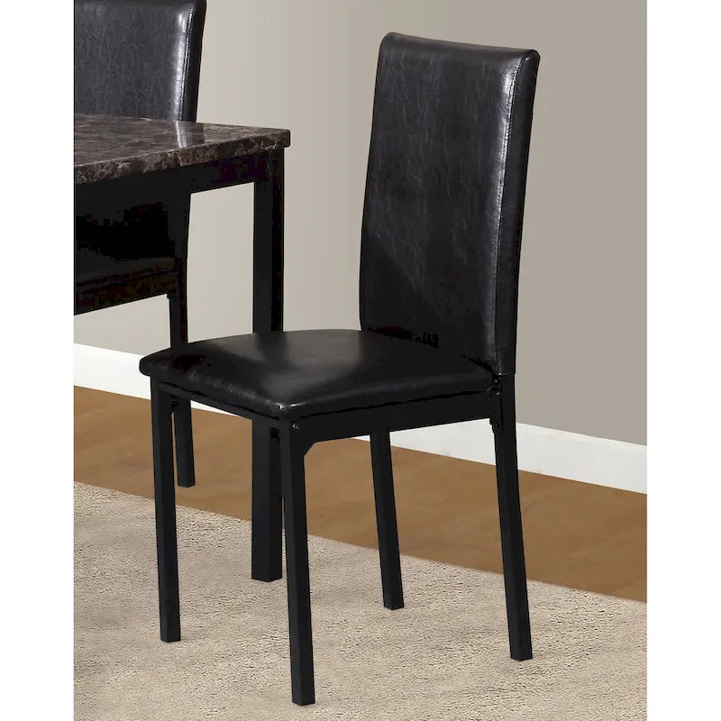 5-Piece Dining Table Set with Rectangular Faux Marble Top and 4 Faux Leather Upholstered Chairs