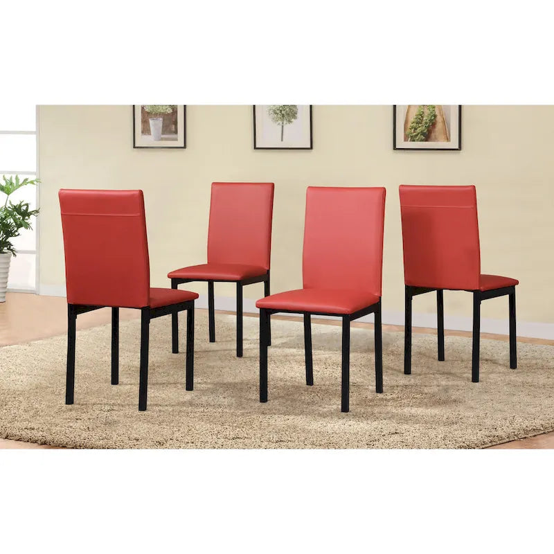5-Piece Dining Table Set with Rectangular Faux Marble Top and 4 Faux Leather Upholstered Chairs
