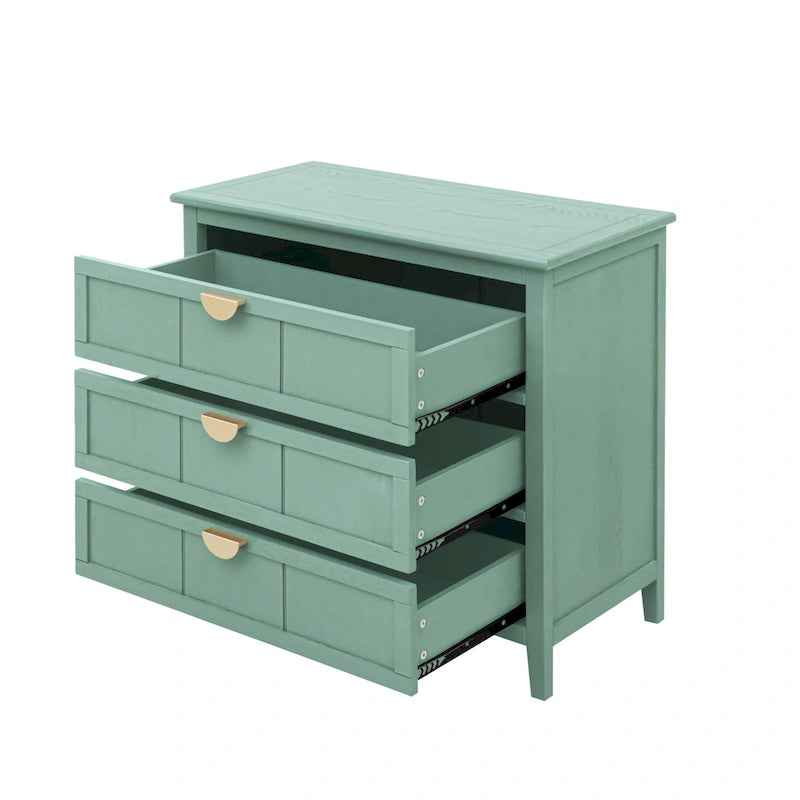 American Style 3-Drawer Vertical Chest Cabinet with Golden Handle for bedroom, living room