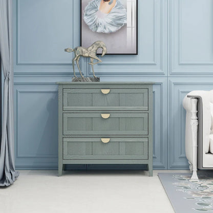 American Style 3-Drawer Vertical Chest Cabinet with Golden Handle for bedroom, living room