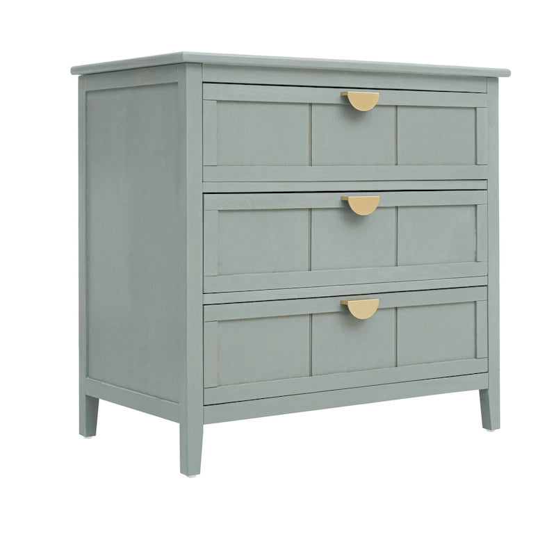 American Style 3-Drawer Vertical Chest Cabinet with Golden Handle for bedroom, living room