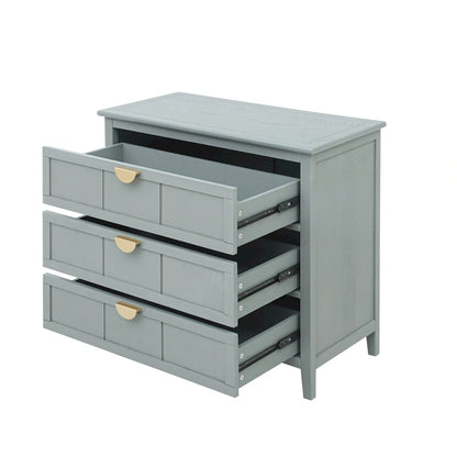 American Style 3-Drawer Vertical Chest Cabinet with Golden Handle for bedroom, living room