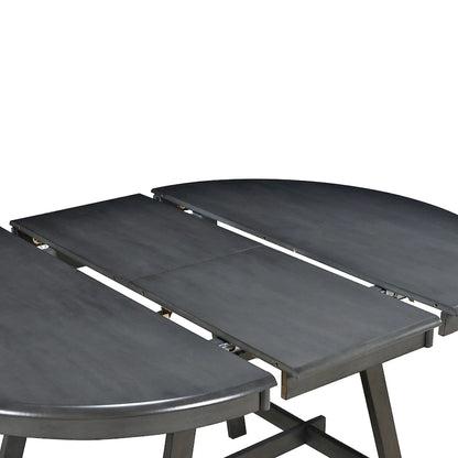 5-Piece Wooden Dining Table Set with Round Extendable Table & 4 Chairs