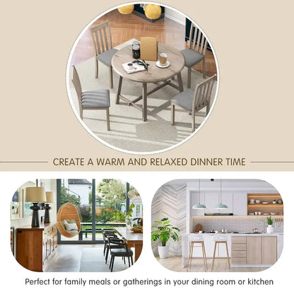 5-Piece Wooden Dining Table Set with Round Extendable Table & 4 Chairs