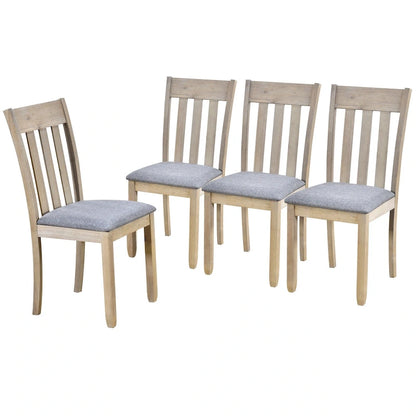 5-Piece Wooden Dining Table Set with Round Extendable Table & 4 Chairs