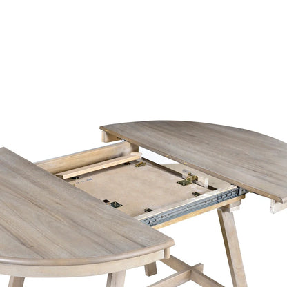 5-Piece Wooden Dining Table Set with Round Extendable Table & 4 Chairs