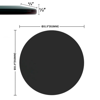 Inch Round Tempered Glass Table Top black Glass Inch Thick Beveled Polished Edge