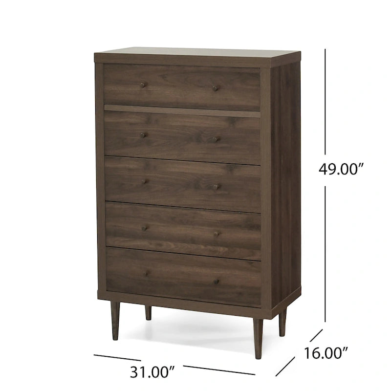 Nystrom Mid Century Modern 5 Drawer Dresser by Christopher Knight Home