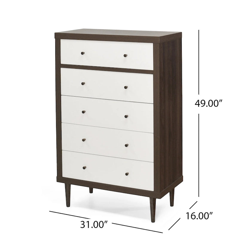 Nystrom Mid Century Modern 5 Drawer Dresser by Christopher Knight Home