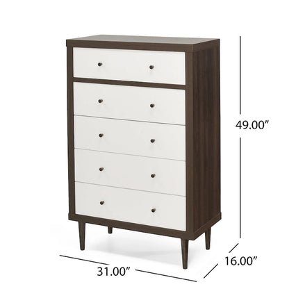 Nystrom Mid Century Modern 5 Drawer Dresser by Christopher Knight Home