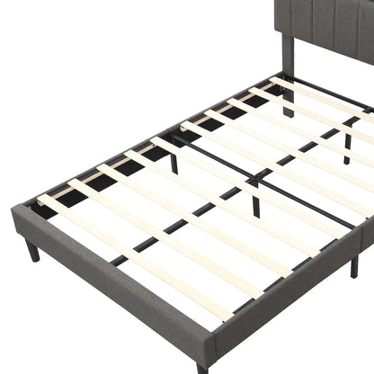 Full size Upholstered Platform Bed with Storage Headboard and USB Port