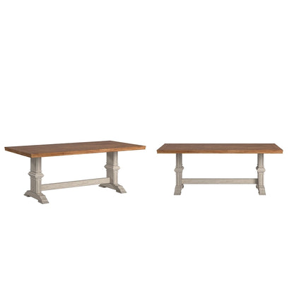Ronda Two-Tone Rectangular Solid Wood Top Dining Table
