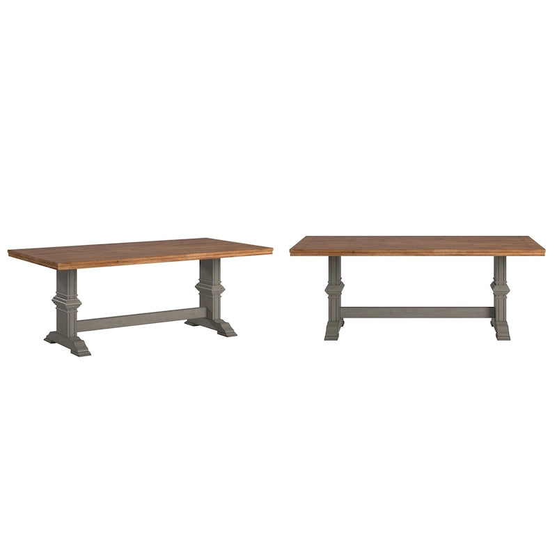 Ronda Two-Tone Rectangular Solid Wood Top Dining Table