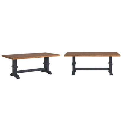 Ronda Two-Tone Rectangular Solid Wood Top Dining Table