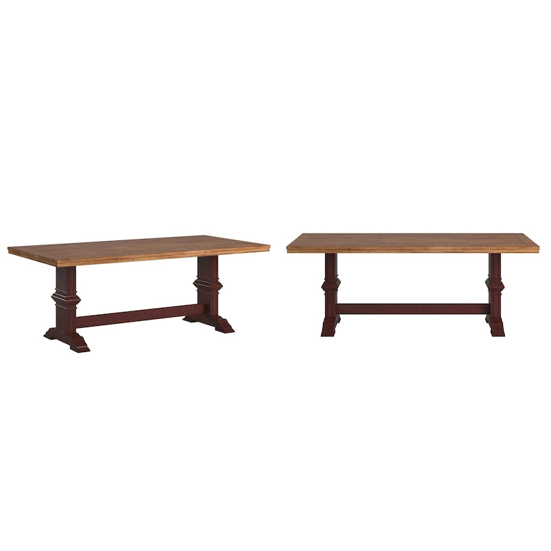 Ronda Two-Tone Rectangular Solid Wood Top Dining Table
