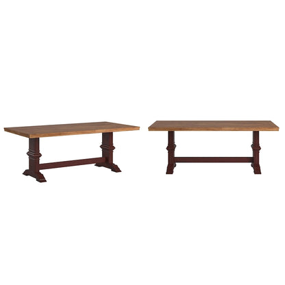 Ronda Two-Tone Rectangular Solid Wood Top Dining Table