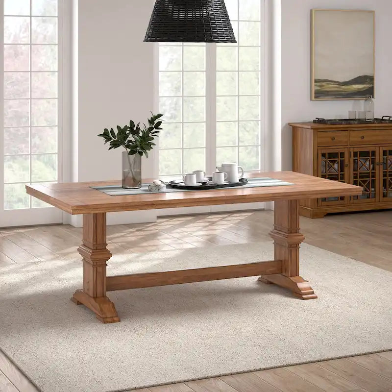 Ronda Two-Tone Rectangular Solid Wood Top Dining Table