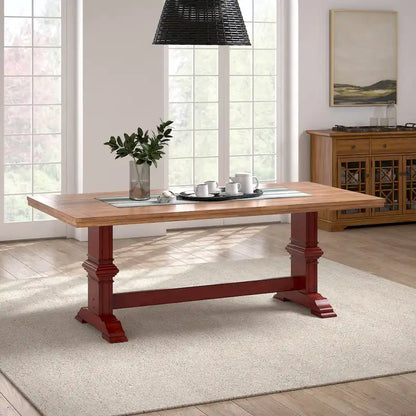 Ronda Two-Tone Rectangular Solid Wood Top Dining Table