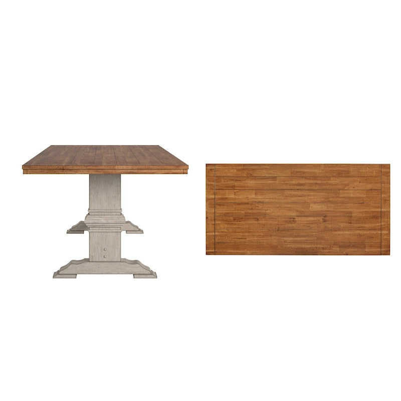 Ronda Two-Tone Rectangular Solid Wood Top Dining Table