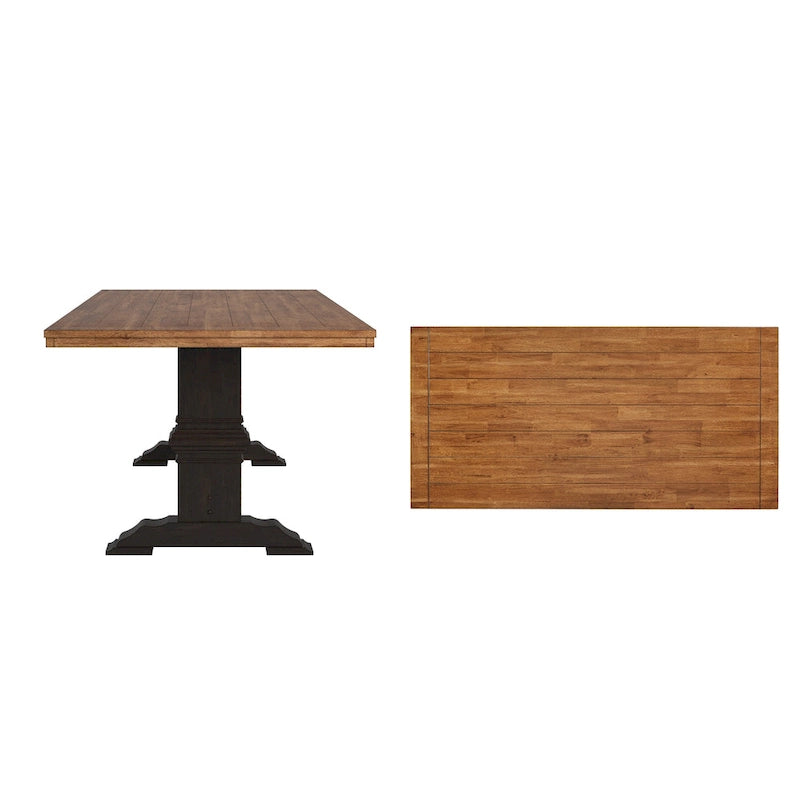 Ronda Two-Tone Rectangular Solid Wood Top Dining Table