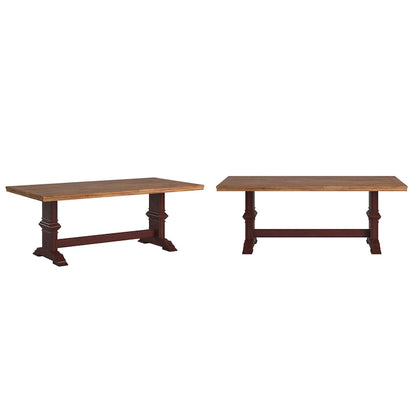 Ronda Two-Tone Rectangular Solid Wood Top Dining Table