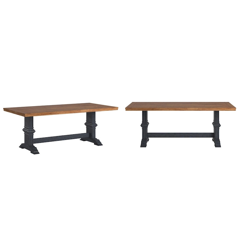 Ronda Two-Tone Rectangular Solid Wood Top Dining Table