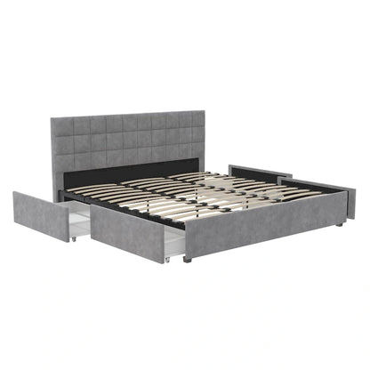 CosmoLiving Serena Upholstered Bed with Drawers