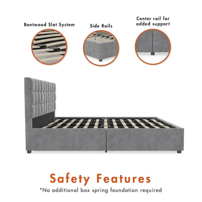 CosmoLiving Serena Upholstered Bed with Drawers
