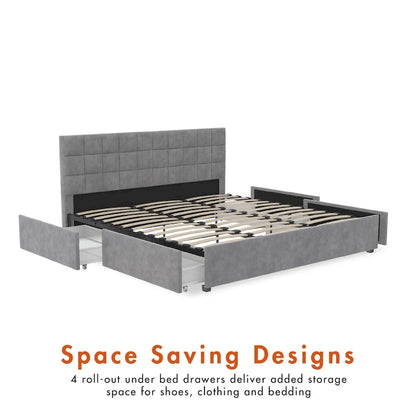 CosmoLiving Serena Upholstered Bed with Drawers